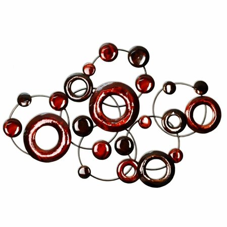 DECORACION Red Metallic Circles Wall Decor DE3706316